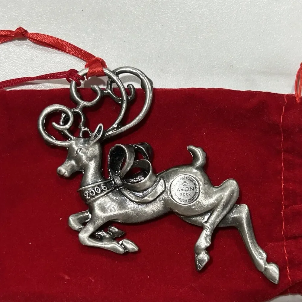 Vintage AVON Metal Pewter Christmas Ornaments 2006 2007 2008 lot of 3~4